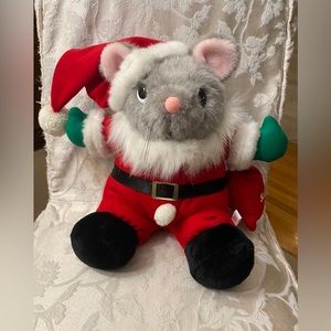 VINTAGE JC PENNY Plush Stuffed Santa Mouse with Sac Korea 15" Christmas holidays